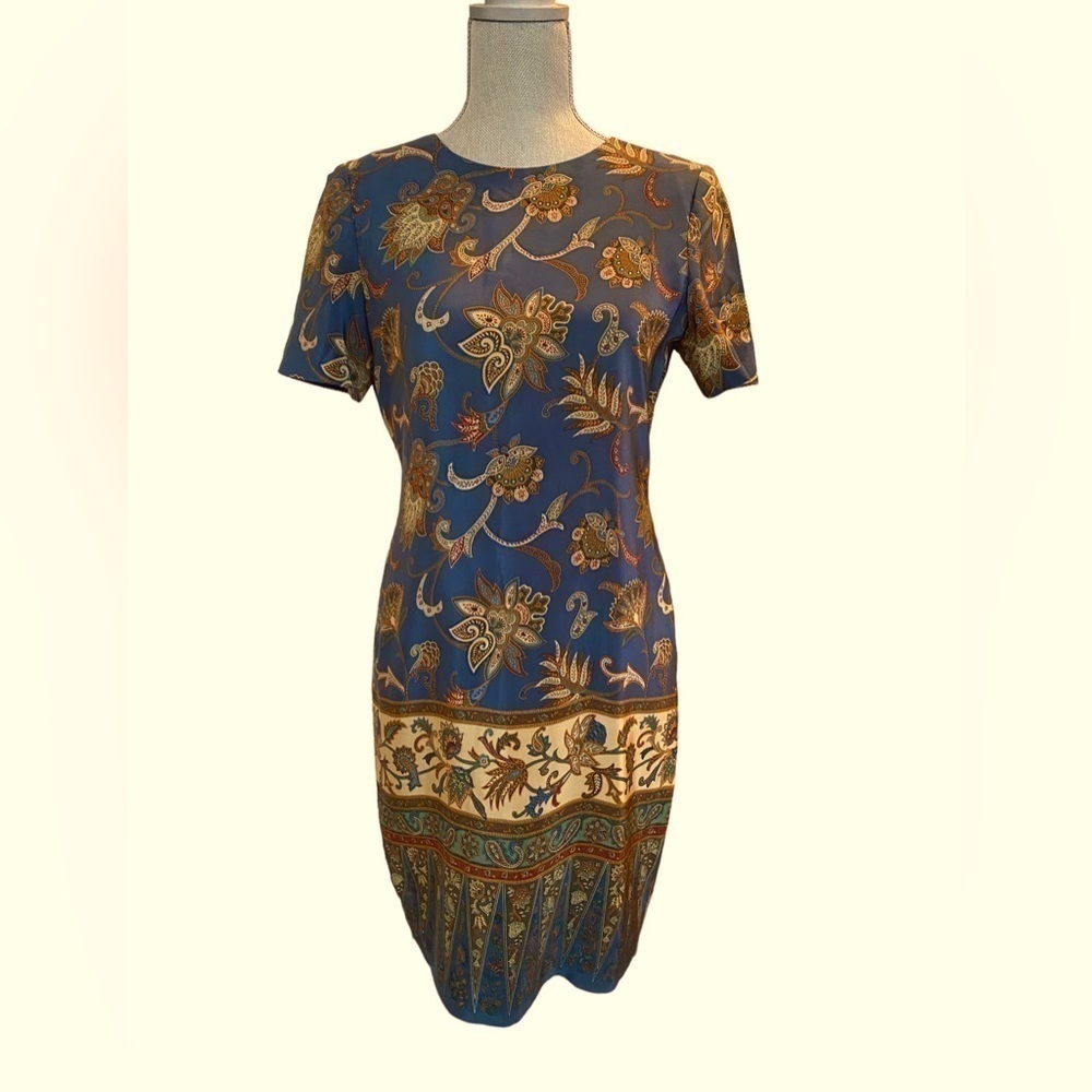 LIZ CLAIBORNE l Silk PAISLEY PRINT SHEATH DRESS (0866)